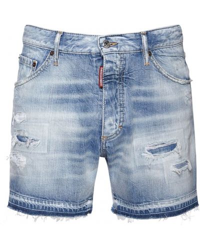Shorts en jean en coton Dsquared2 bleu