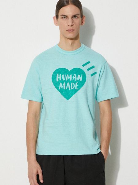 Koszulka bawełniana z nadrukiem Human Made zielona