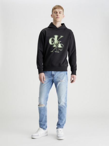Kapucnis melegítő felső Calvin Klein Jeans fekete