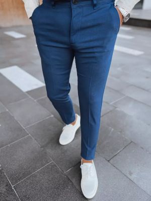 Pantaloni chino cu model herringbone Dstreet albastru