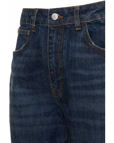 Bavlněné straight fit džíny s oděrkami Flâneur modré