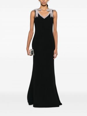 Sukienka wieczorowa z kokardką z kryształkami Elie Saab czarna