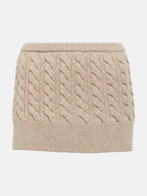 Mini falda de lana de cachemir con estampado de cachemira Christopher Esber beige