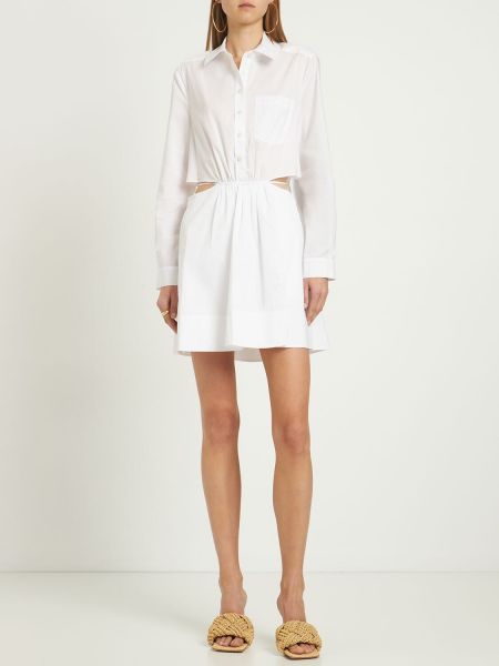 Sukienka mini bawełniana plisowana Jonathan Simkhai biała