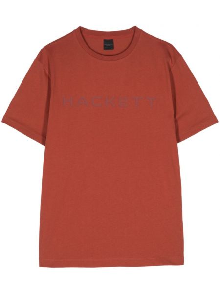 Bavlněné tričko s potiskem Hackett oranžové