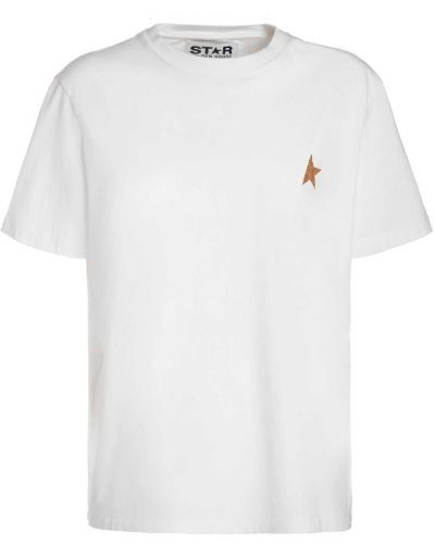 Džersis medvilninis marškinėliai su žvaigždės raštu Golden Goose balta
