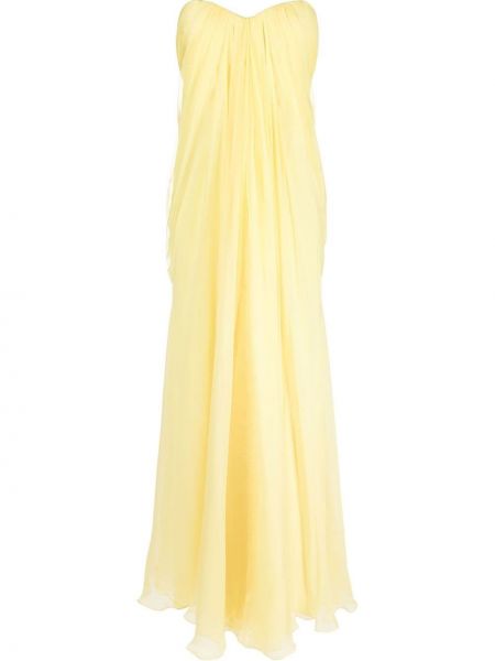 Шелковое платье с драпировкой Alexander Mcqueen, желтое