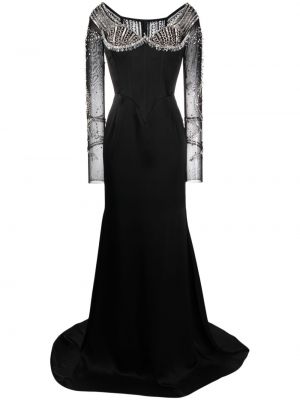 Вечерна рокля с кристали Cristina Savulescu черно