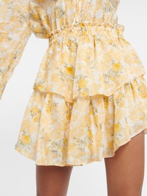 Rochie de mătase cu model floral Loveshackfancy galben
