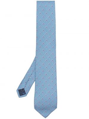 Cravată cu broderie de mătase Salvatore Ferragamo albastru