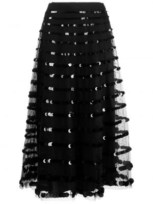 Tylové midi sukně s flitry Valentino Garavani černé