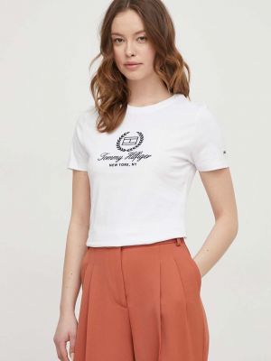 Koszulka bawełniana slim fit Tommy Hilfiger biała