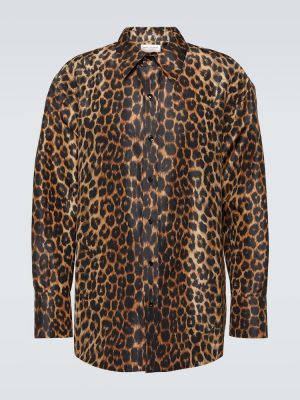 Leopardimustriga mustriline siidist särk Saint Laurent pruun