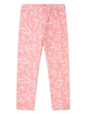 Printti puuvilla stretch housut tytöille Mm6 Maison Margiela Kids pinkki