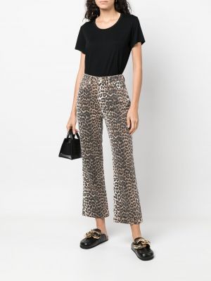 Jeans à imprimé léopard Ganni marron