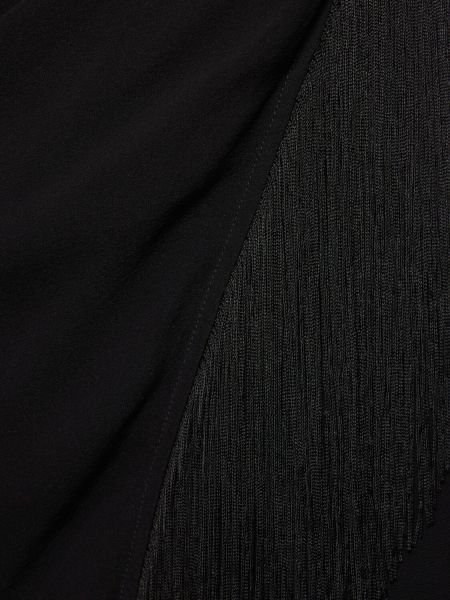 Jedwabna spódnica midi z frędzli The Andamane czarna