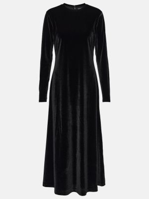 Zamatové dlouhé šaty Polo Ralph Lauren čierna