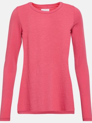 Top de terciopelo‏‏‎ de algodón de tela jersey Velvet rosa