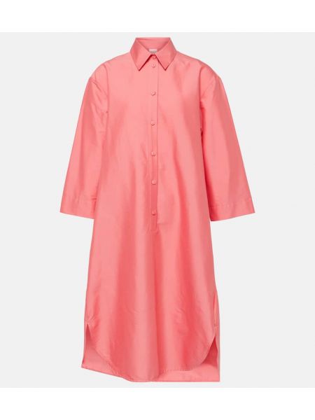 Pamučna midi haljina Max Mara ružičasta