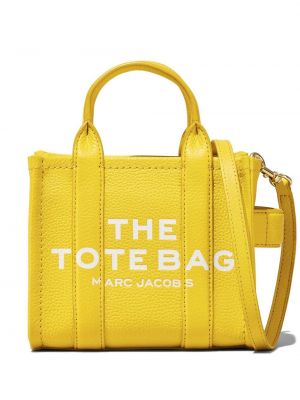 Кожени шопинг чанта с принт Marc Jacobs жълто