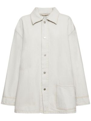Oversized bavlnená džínsová bunda Maison Margiela biela