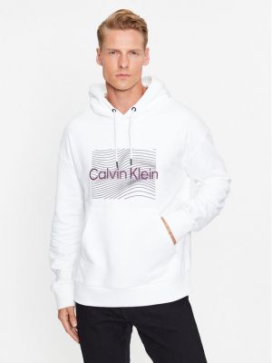 Priliehavá mikina Calvin Klein biela