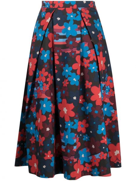 Falda midi de flores con estampado Marni rojo