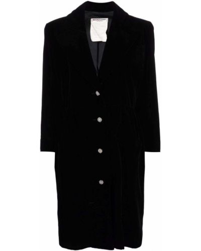 Sametové midi šaty s knoflíky s dlouhými rukávy Yves Saint Laurent Pre-owned - černá