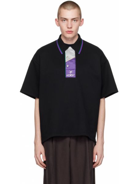 Черная рубашка-поло с мягкой подкладкой и планкой Kolor