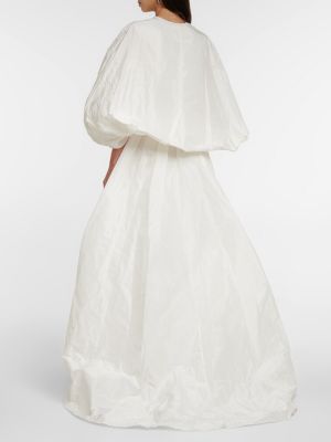 Bavlněné hedvábné dlouhé šaty Roksanda bílé