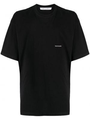 Bombažna majica s potiskom Trussardi črna