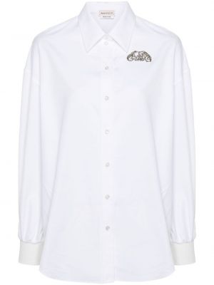 Памучна риза с кристали Alexander Mcqueen бяло