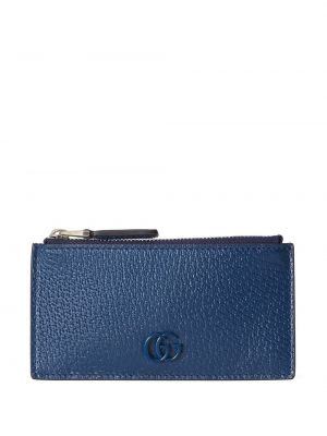 Usnjena denarnica z zadrgo Gucci modra