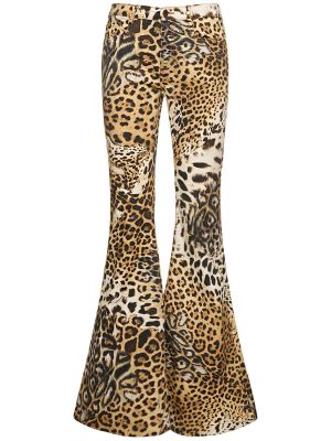 Pantalon à imprimé à imprimé léopard large Roberto Cavalli