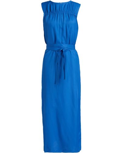 Modré saténové šaty ke kolenům Helmut Lang