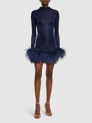Mini vestido con plumas de tela jersey de plumas 16arlington azul