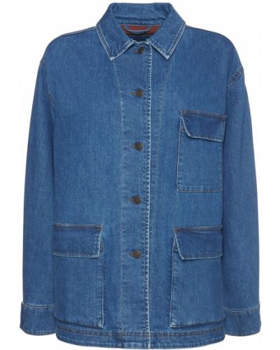 Bavlněná džínová bunda Loro Piana modrá