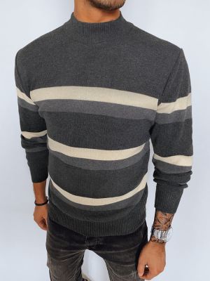 Svītrainas džemperis ar augstu apkakli Dstreet pelēks