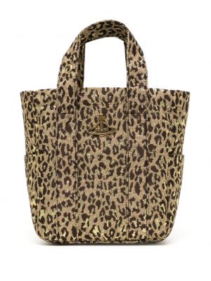 Geantă shopper cu model leopard din jacard Vivienne Westwood