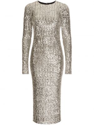Maksi haljina sa šljokicama Dolce & Gabbana srebrena