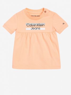 Sukienka jeansowa Calvin Klein Jeans pomarańczowa