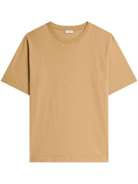 Βαμβακερή μπλούζα με στρογγυλή λαιμόκοψη Dries Van Noten καφέ