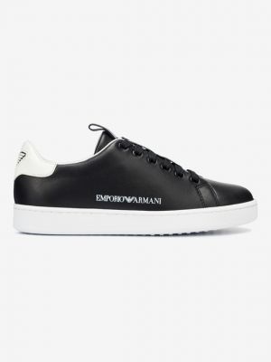 Bőr sneakers Emporio Armani - fekete