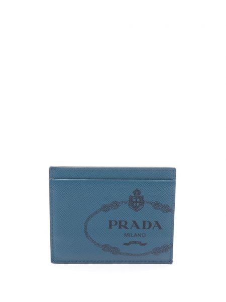 Kožni novčanik s printom Prada Pre-owned plava