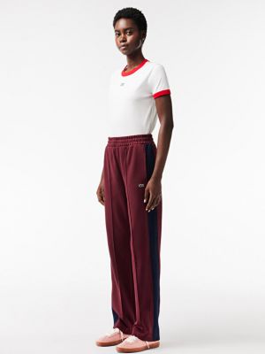 Женские спортивные штаны прямого кроя с цветными блоками, бордово-красные Lacoste