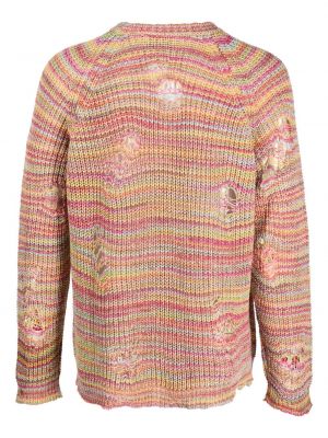 Medvilninis megztinis su nubrozdinimais Laneus rožinė