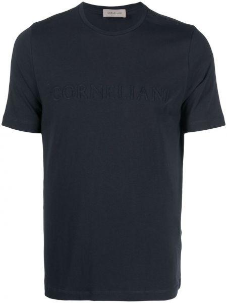 Camiseta con bordado Corneliani azul
