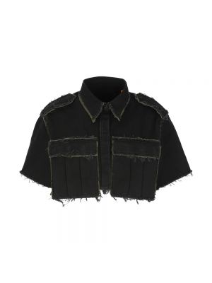 Koszula jeansowa na rzep bawełniana Heron Preston czarna