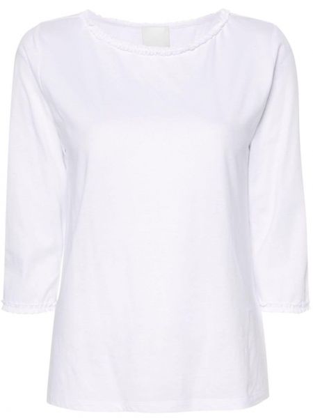 Koszulka bawełniana z falbankami Allude biała
