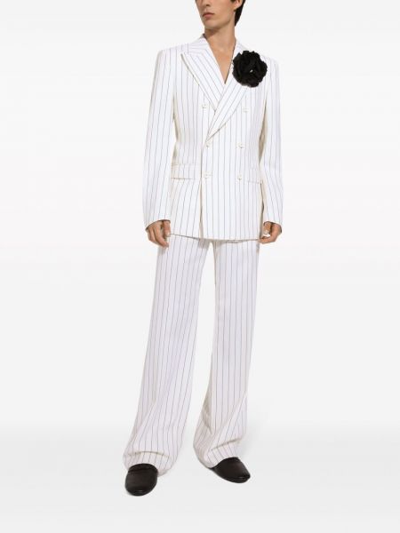 Pruhované vlněné rovné kalhoty Dolce & Gabbana bílé
